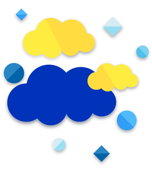 a fun design of clouds and shapes
